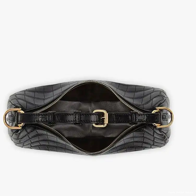 Affordable Fendigraphy Bag Leather Small Fendi Black In Hobo Crocodile 0526